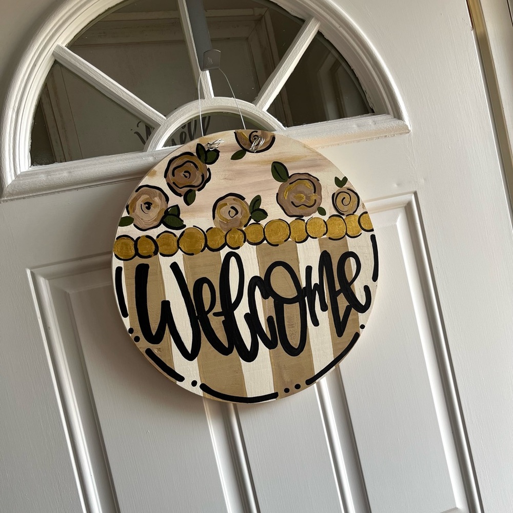 Welcome - gold door hanger